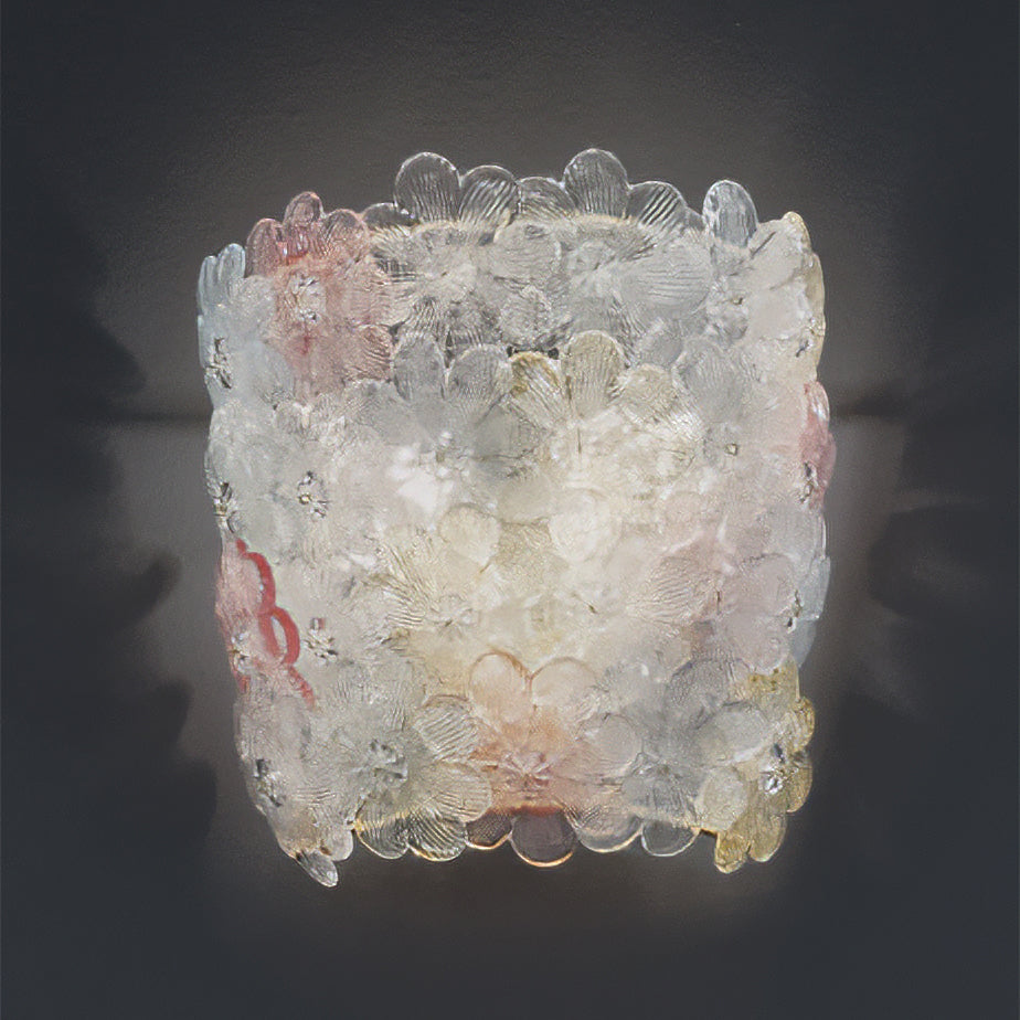 DAHLIA applique Pastello + Foglia Oro Ottonato lucido Dahlia Applique L 22 cm - H 22 cm - SP 12 cm