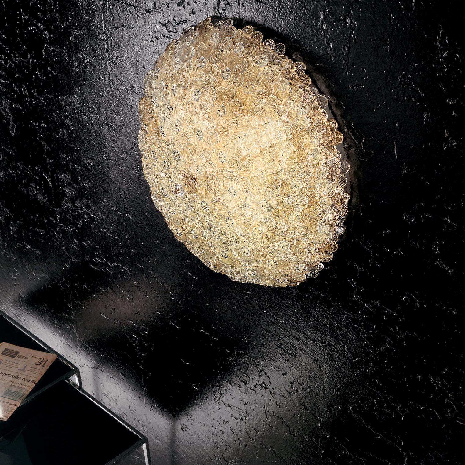 DAHLIA Pastello + Foglia Oro Ottonato lucido Dahlia Ø 50 cm - H 20 cm