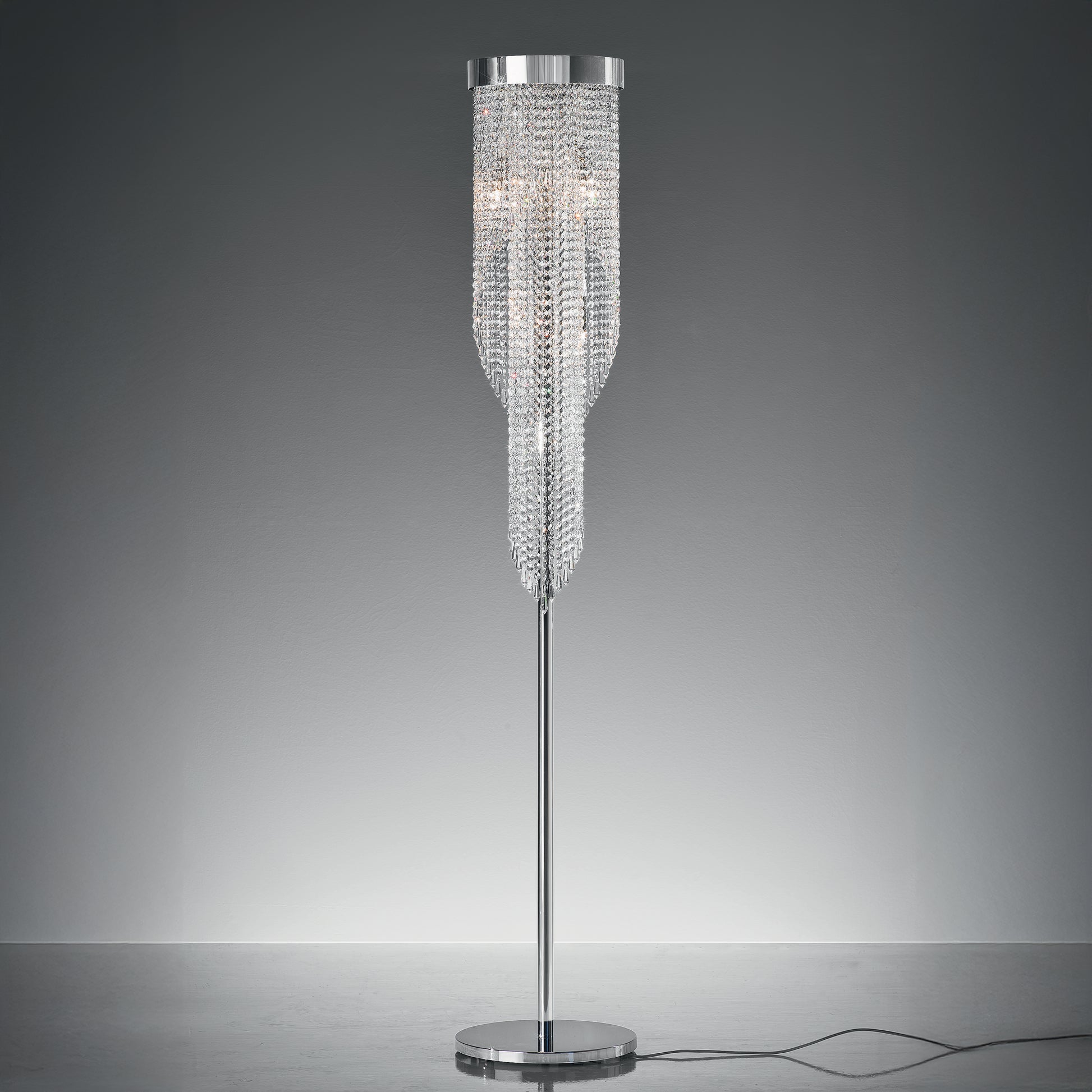 IBISCO piantana Trasparente Cromo lucido Ibisco Piantana base Ø 35 - cristalli H100 - H 190 cm